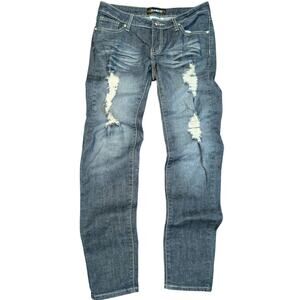 Danesi Women's Distressed Grunge Y2K Tapered Leg Dark Wash Size 9